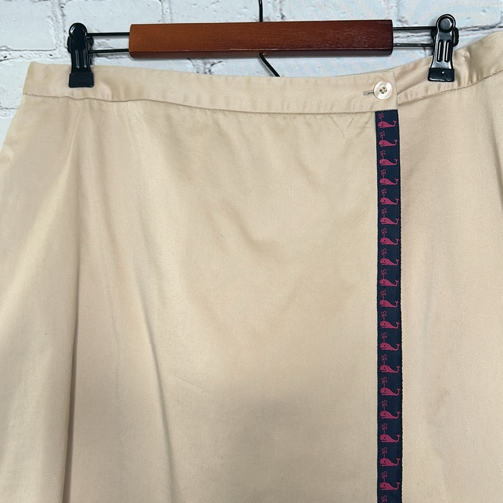 Lilly Pulitzer Vintage Khaki Blue Pink Whale Accent Wrap Skort Size 10 - Picture 5 of 15